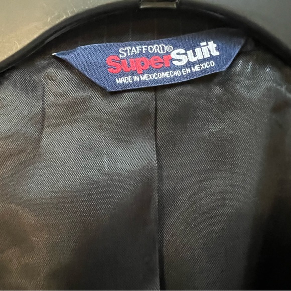 NWT Stafford 100% Wool Mens Black Pinstripe Suit Size 50R - Picture 5 of 14